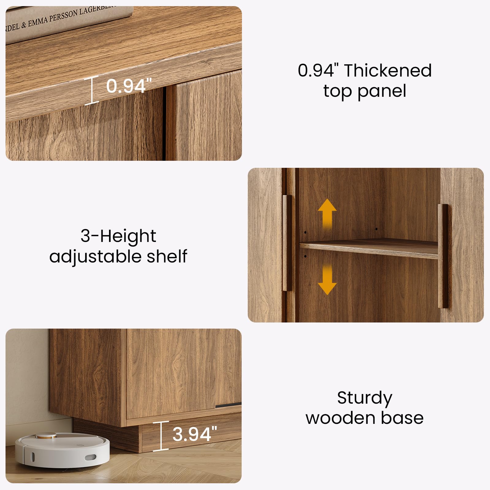 63" Sideboard Buffet Cabinet with 4 Sliding Doors