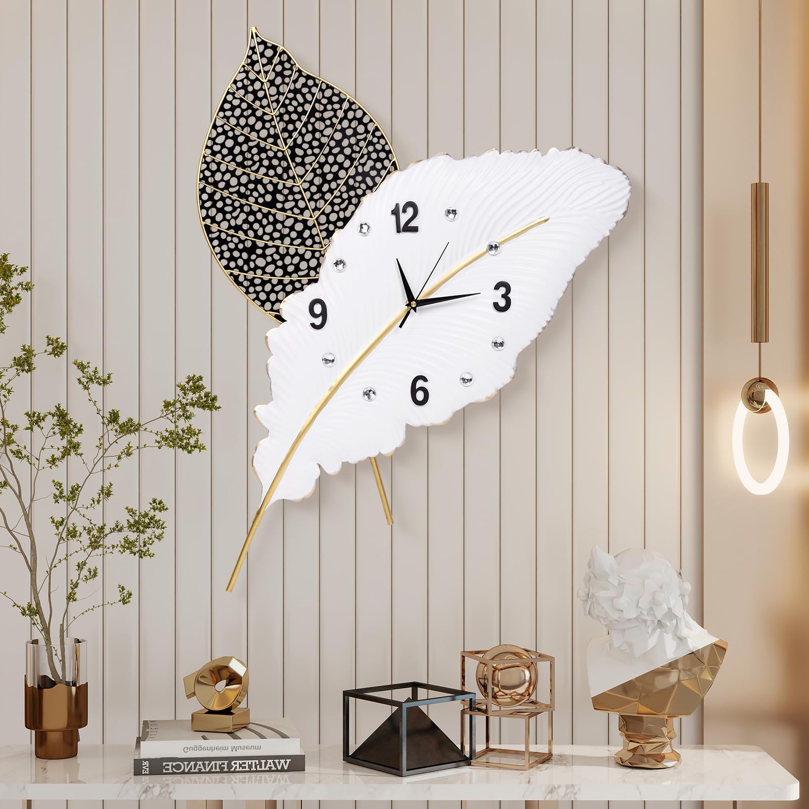 Large Modern Feather Wall Clock