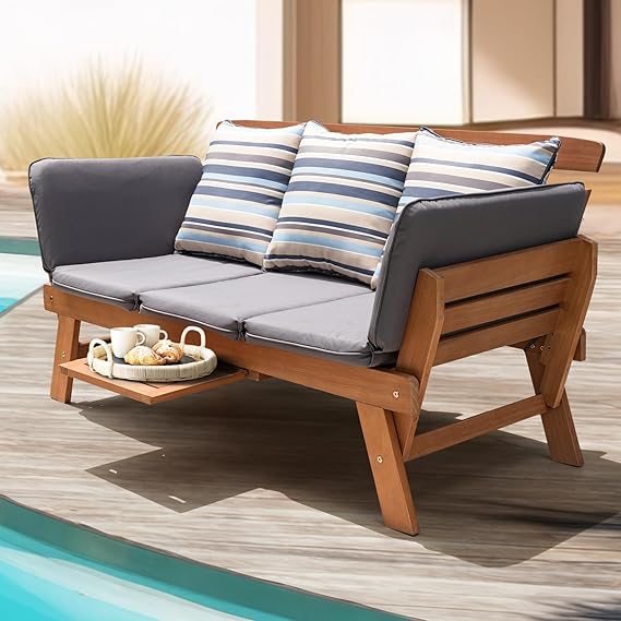 Acacia Patio Loveseat - 800lbs Capacity FSC Certified 2 Seater Outdoor Sofa