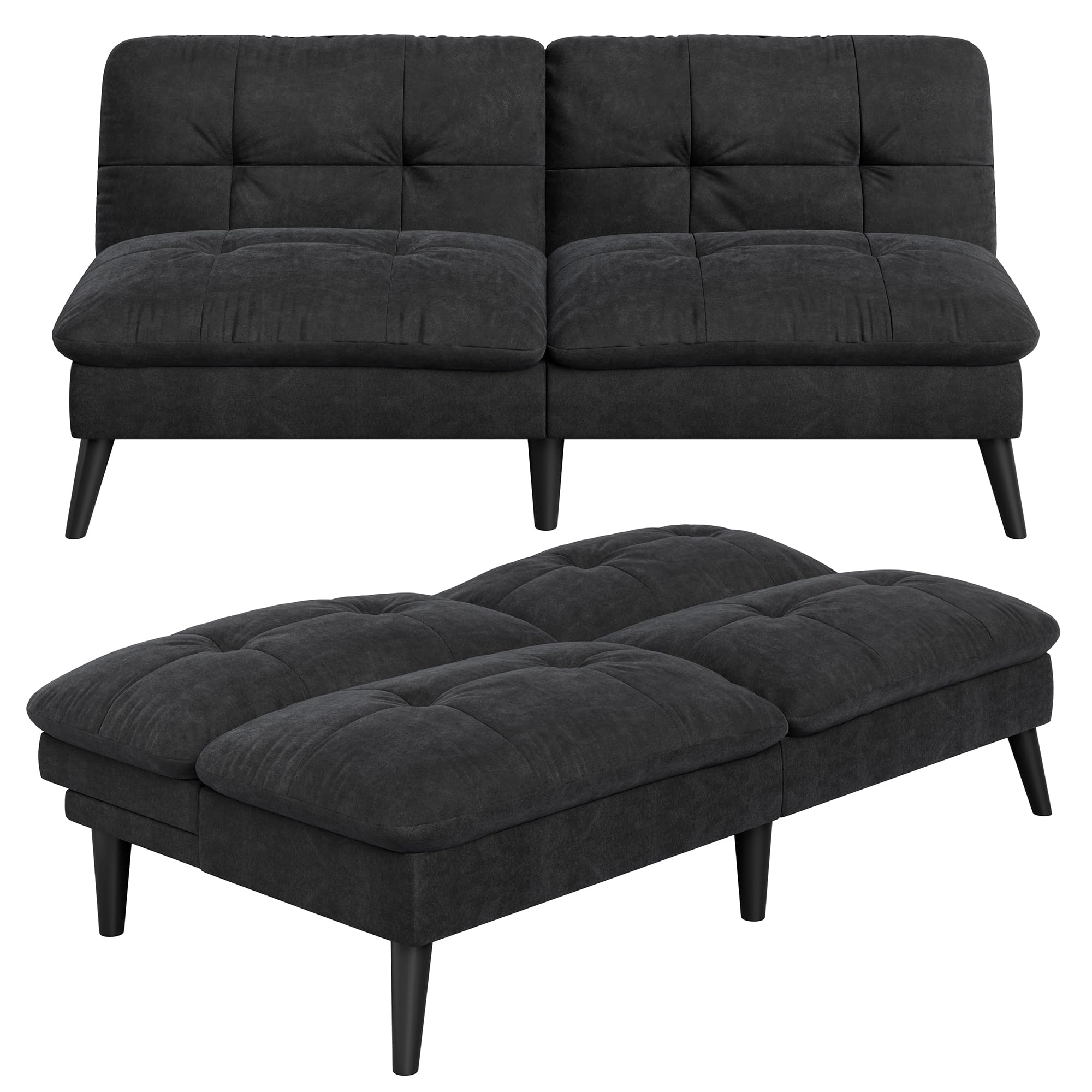 Convertible Futon Sofa Bed with Adjustable Backrest