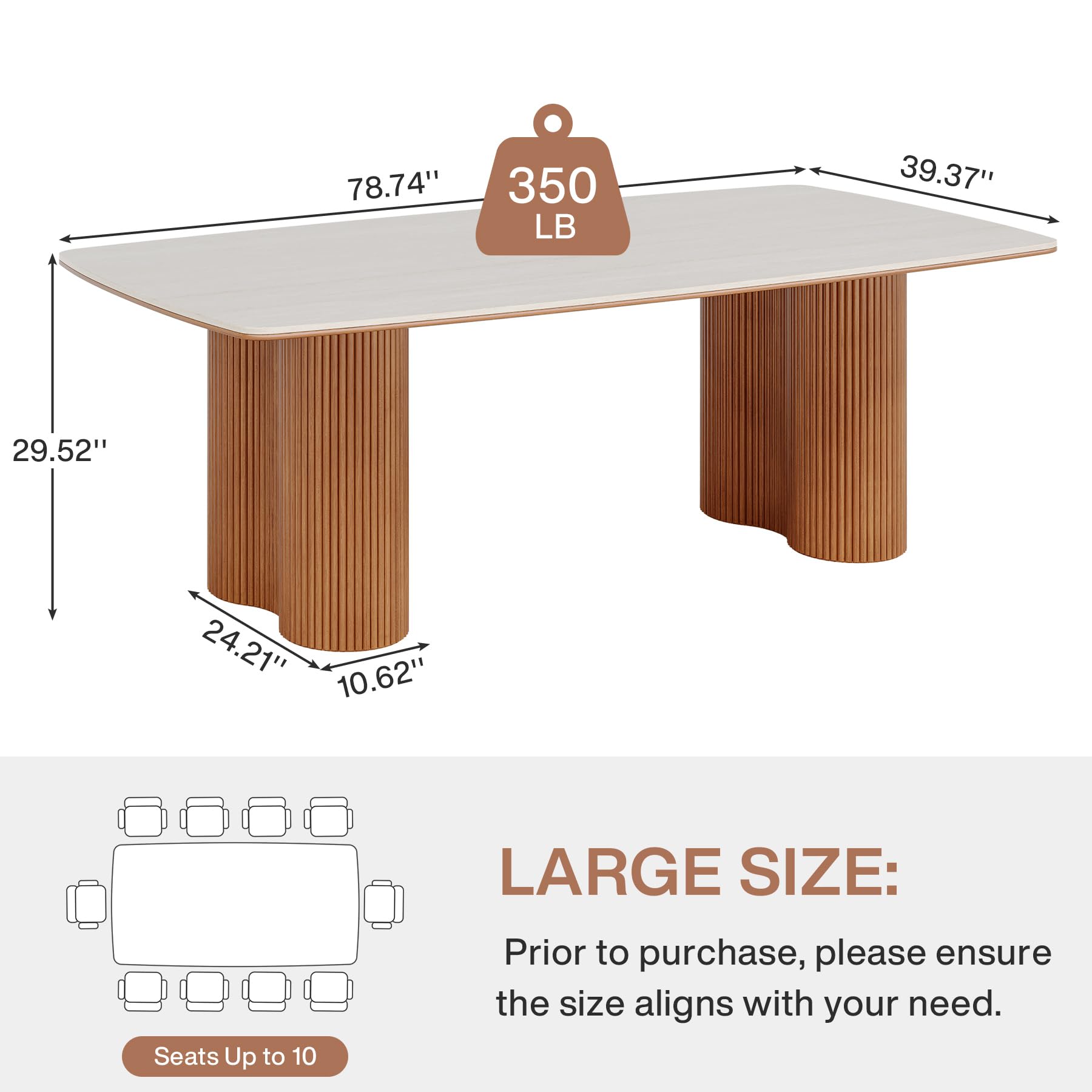 78.7" Sintered Stone Dining Table for 8-10 People