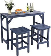 3-Piece Outdoor Patio Bar Set with High Top Table and Bar Stools