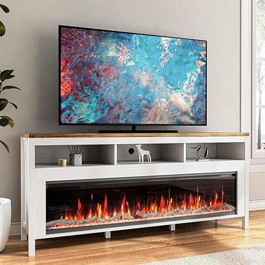 TV Stand with Electric Fireplace for TVs Up to 100 Inch