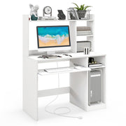 Computer Desk with Hutch 43.5 Inch - Keyboard Tray & Charging Station