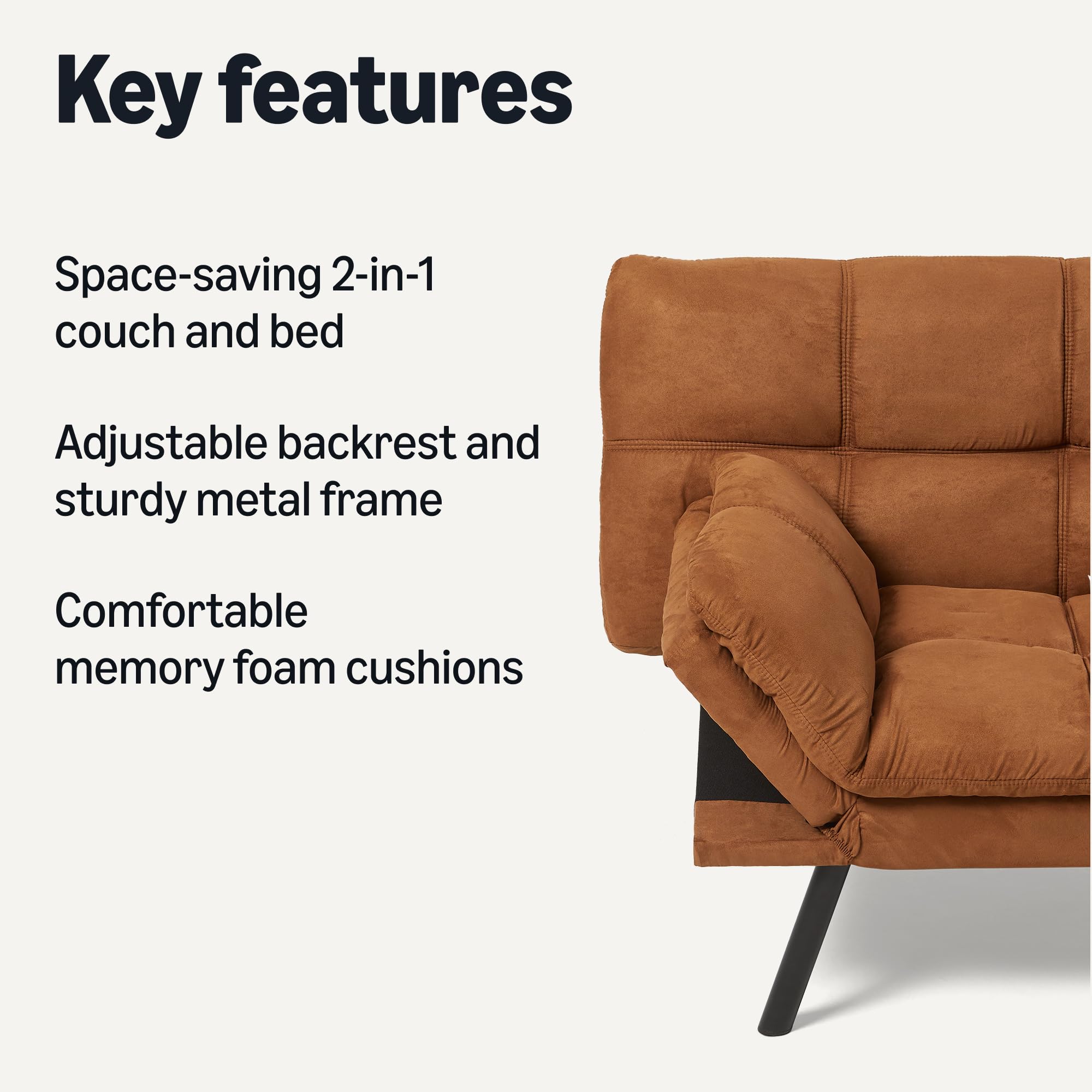 Convertible Memory Foam Futon Sofa Bed