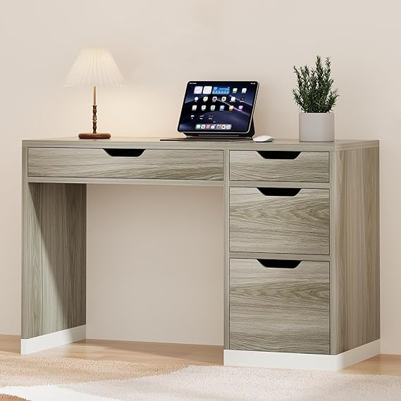 48 Inch White Desk with 4 Drawers