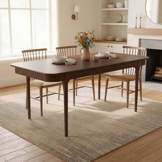 63 Inch Solid Wood Dining Table for 4-6