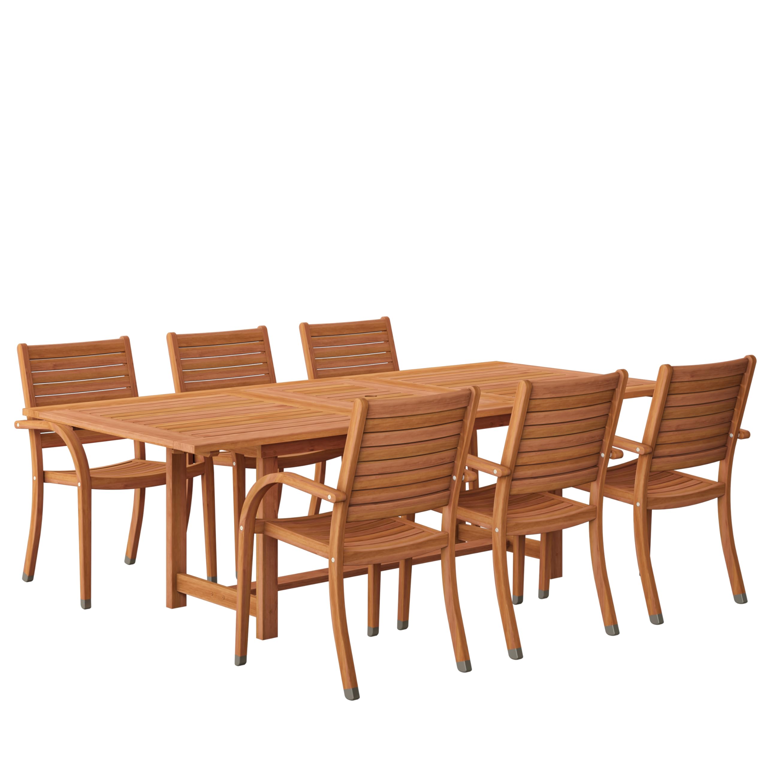 Amazonia 7-Piece Patio Dining Set, Dark Teak Finish and Ideal for Outdoors