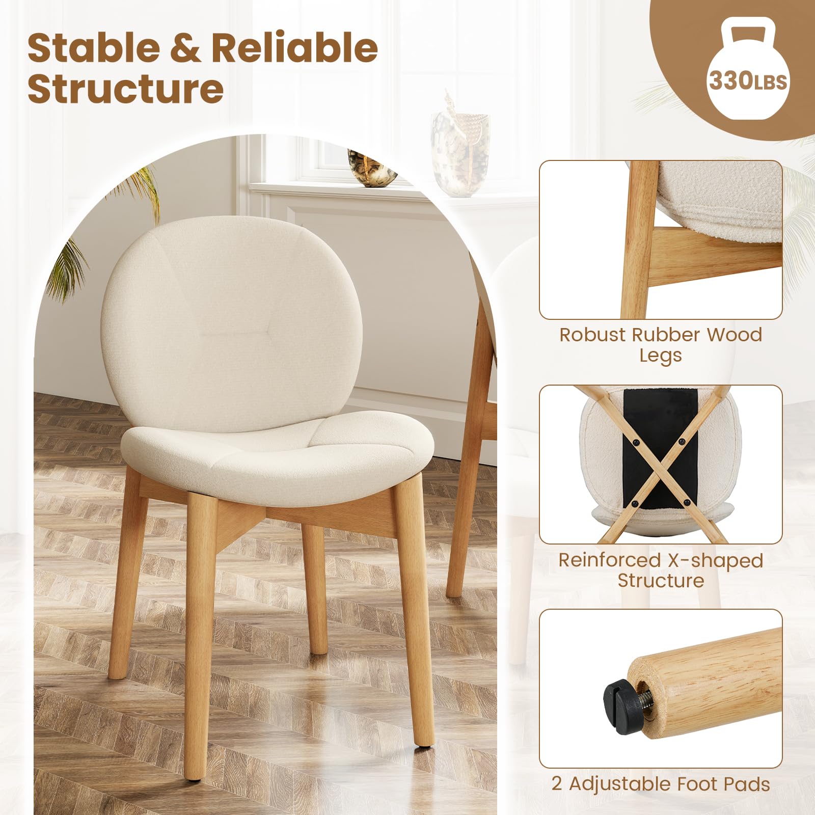 Modern Boucle Dining Chairs Set of 4