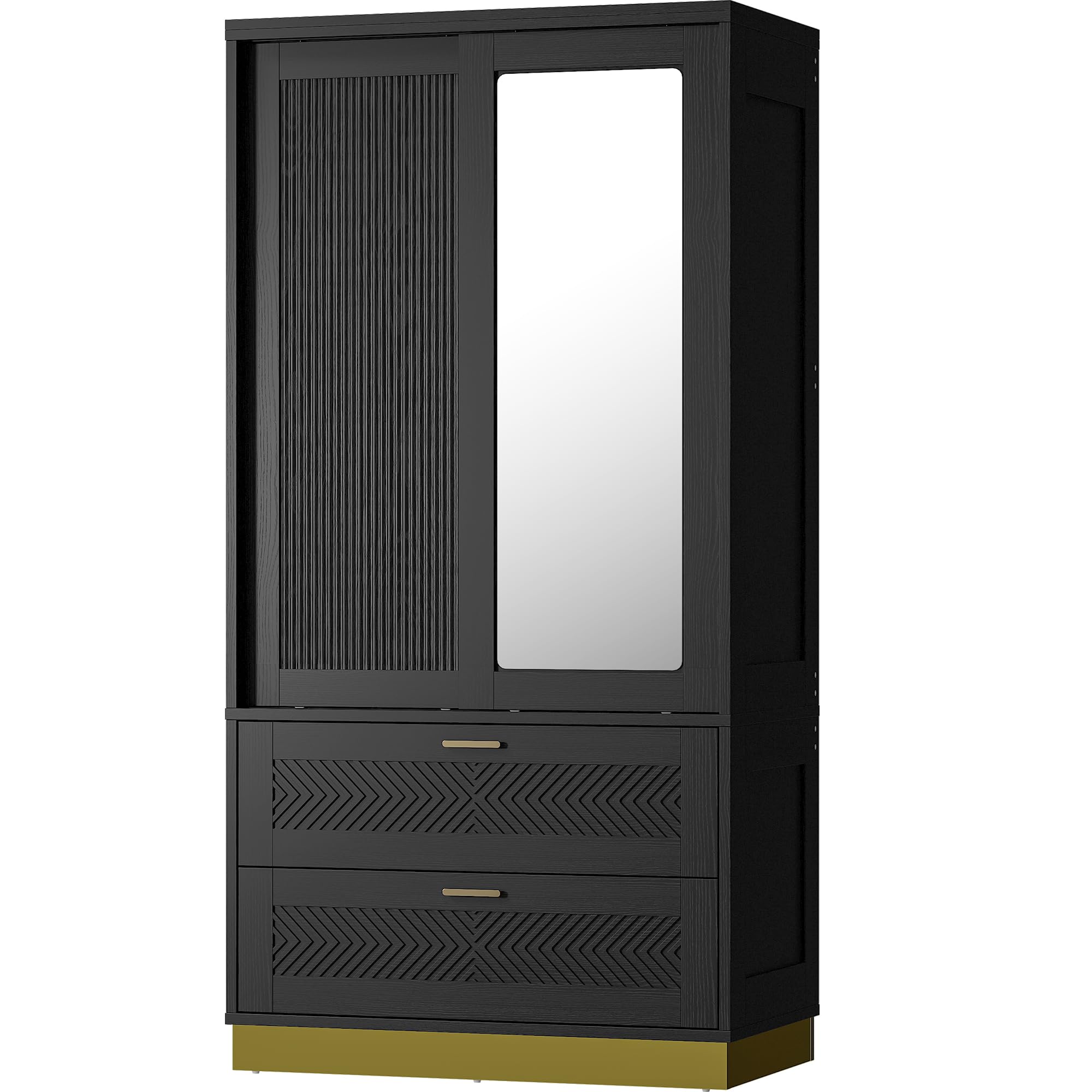 71" Armoire Wardrobe Closet with Mirror and Sliding Doors