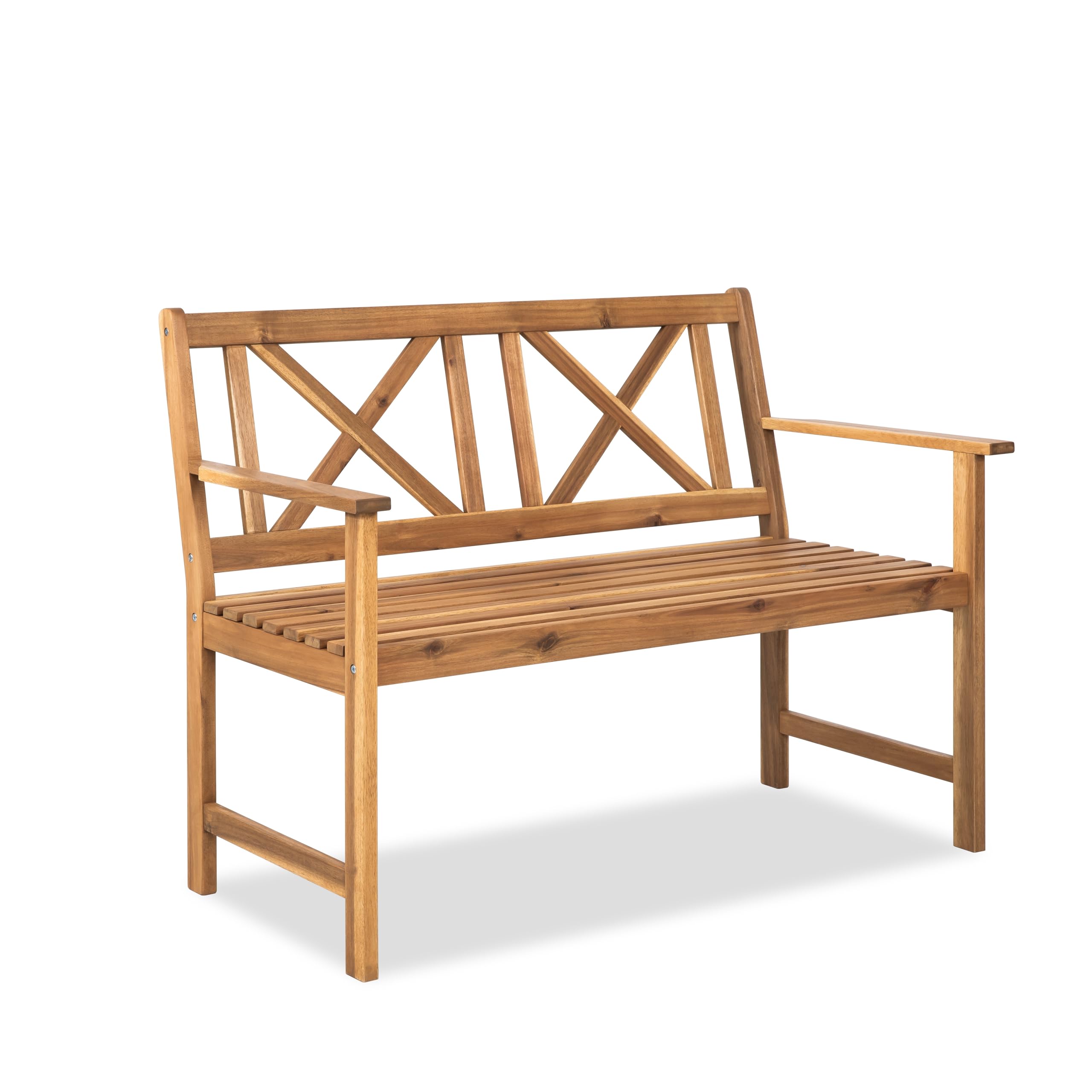 Outdoor Garden Bench with Cross Back Design