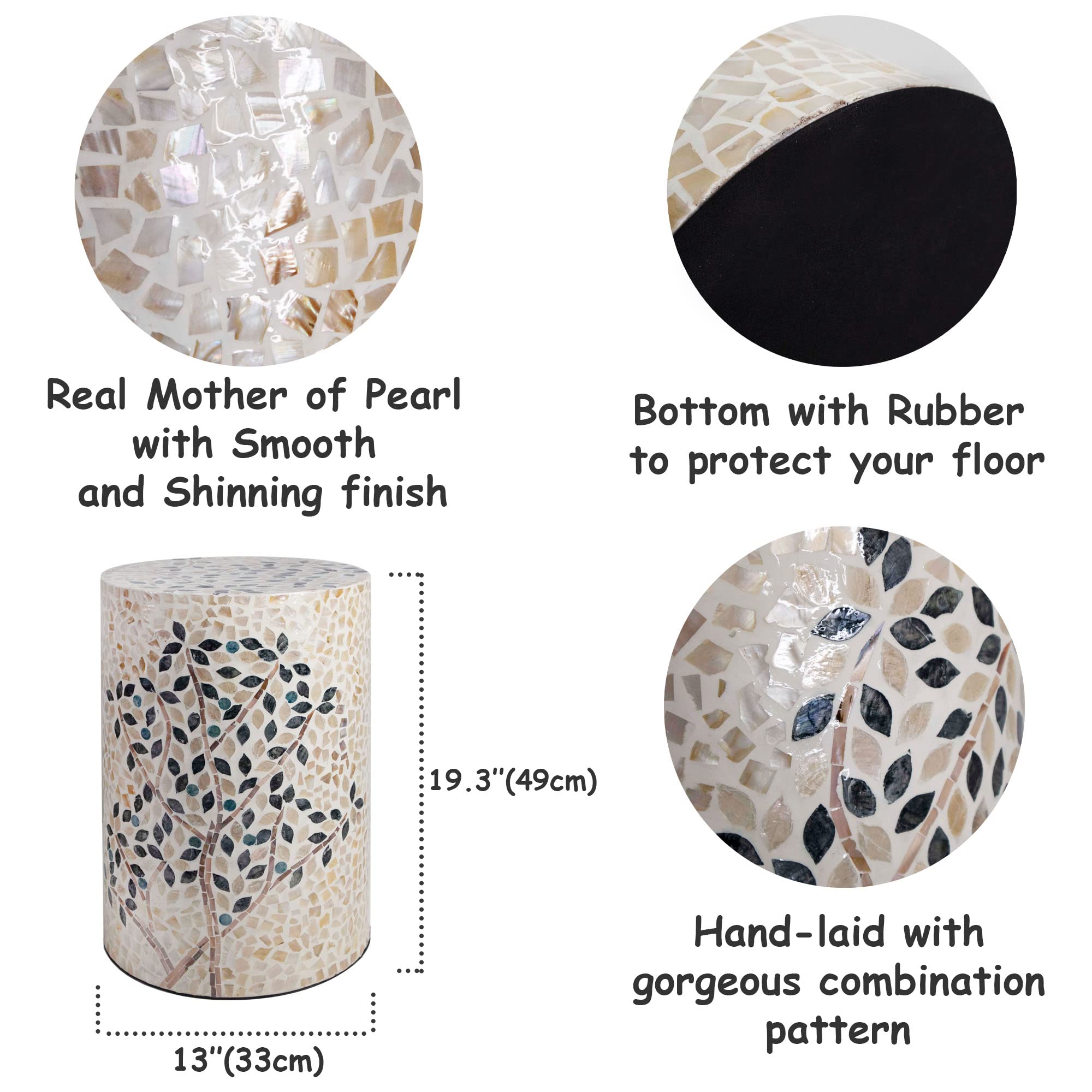 Mother of Pearl Cylinder Drum End Table