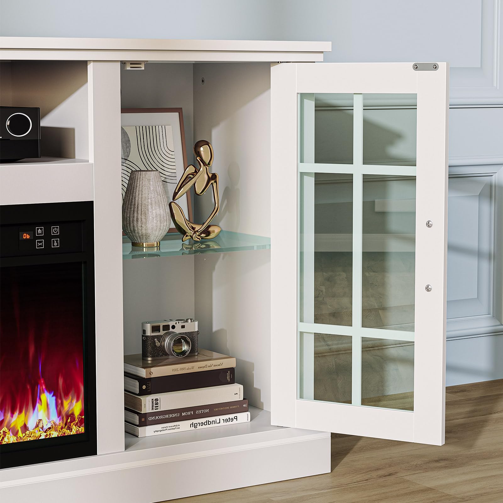 Fireplace TV Stand with LED and Power Outlets