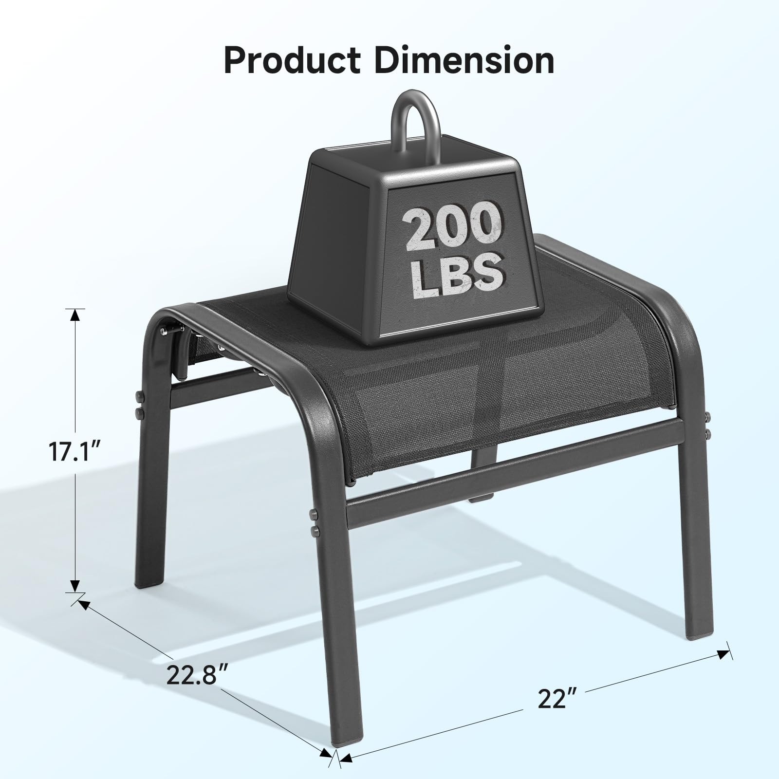 Outdoor Ottoman Footrest Set of 2 - Textilene Fabric with Metal Frame