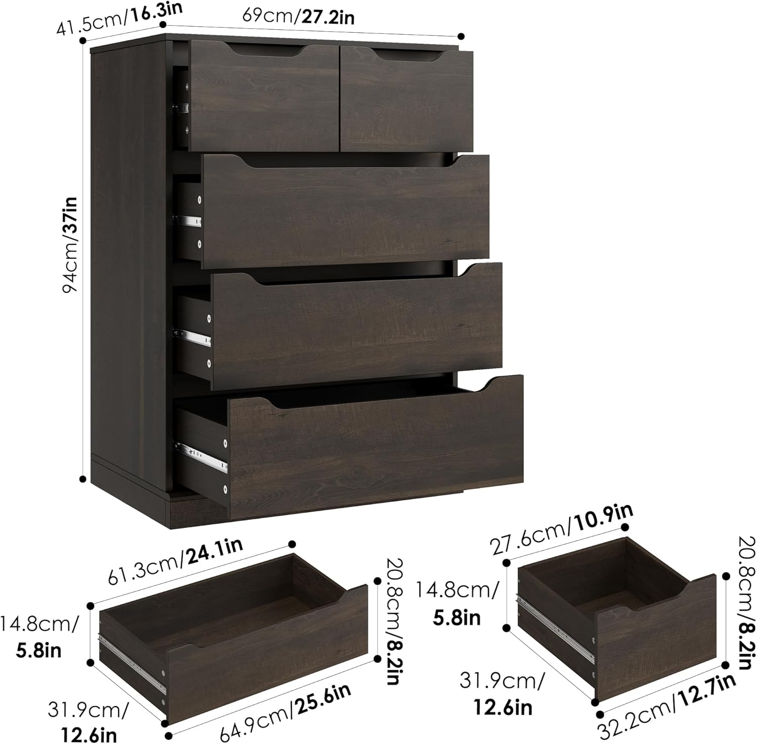 5 Drawer Dresser with Storage