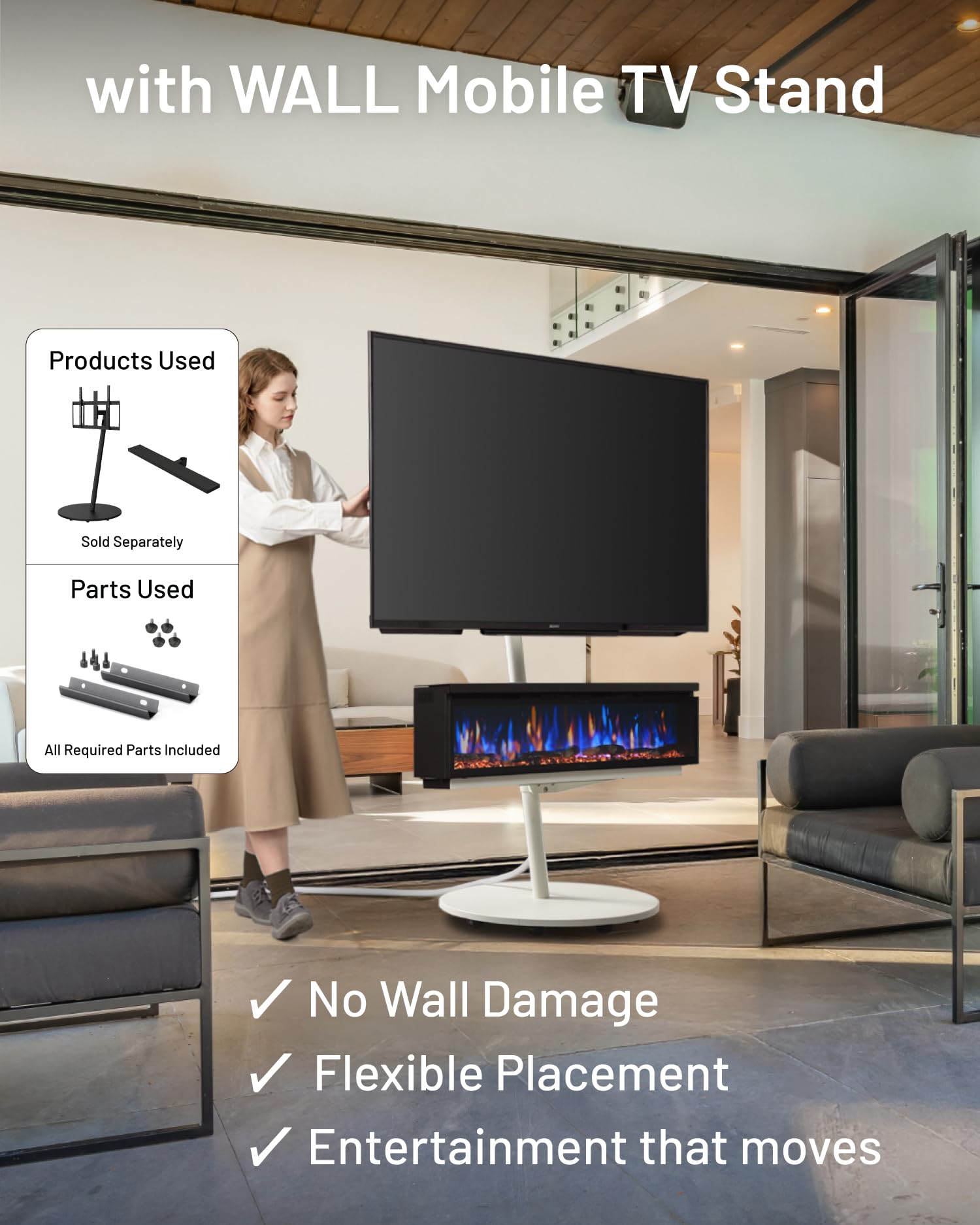 40" Electric Fireplace Wall Mount with WiFi Control