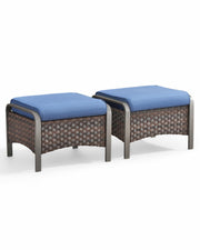 Outdoor Wicker Ottomans with Removable Cushions