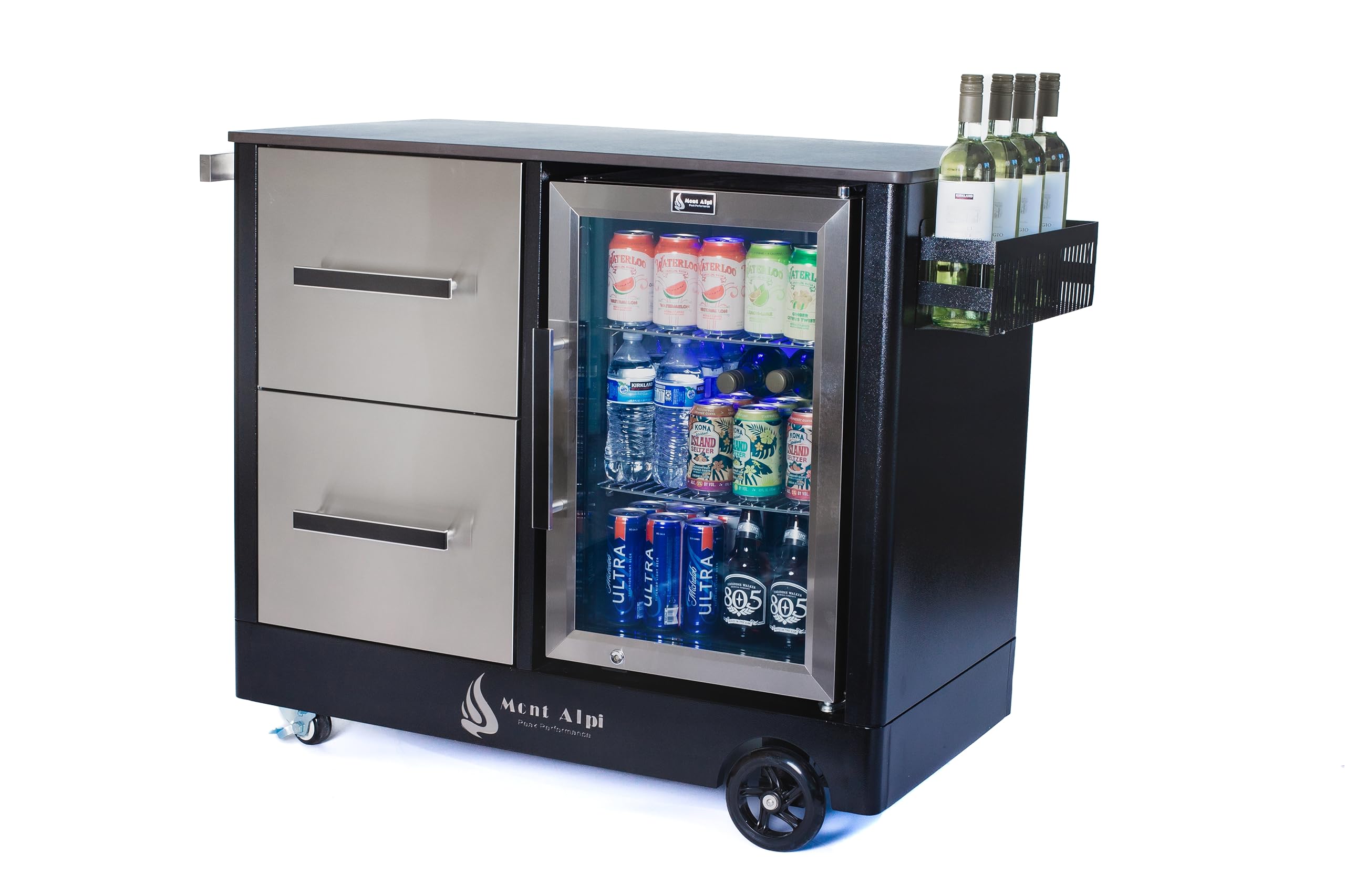 48-Inch Outdoor Kitchen Island Cart with Refrigerator
