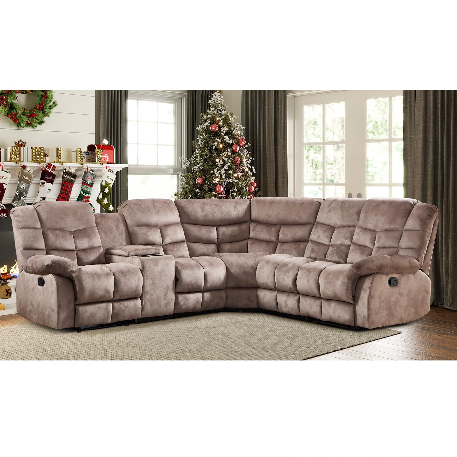 Manual Reclining Sectional Sofa with Console