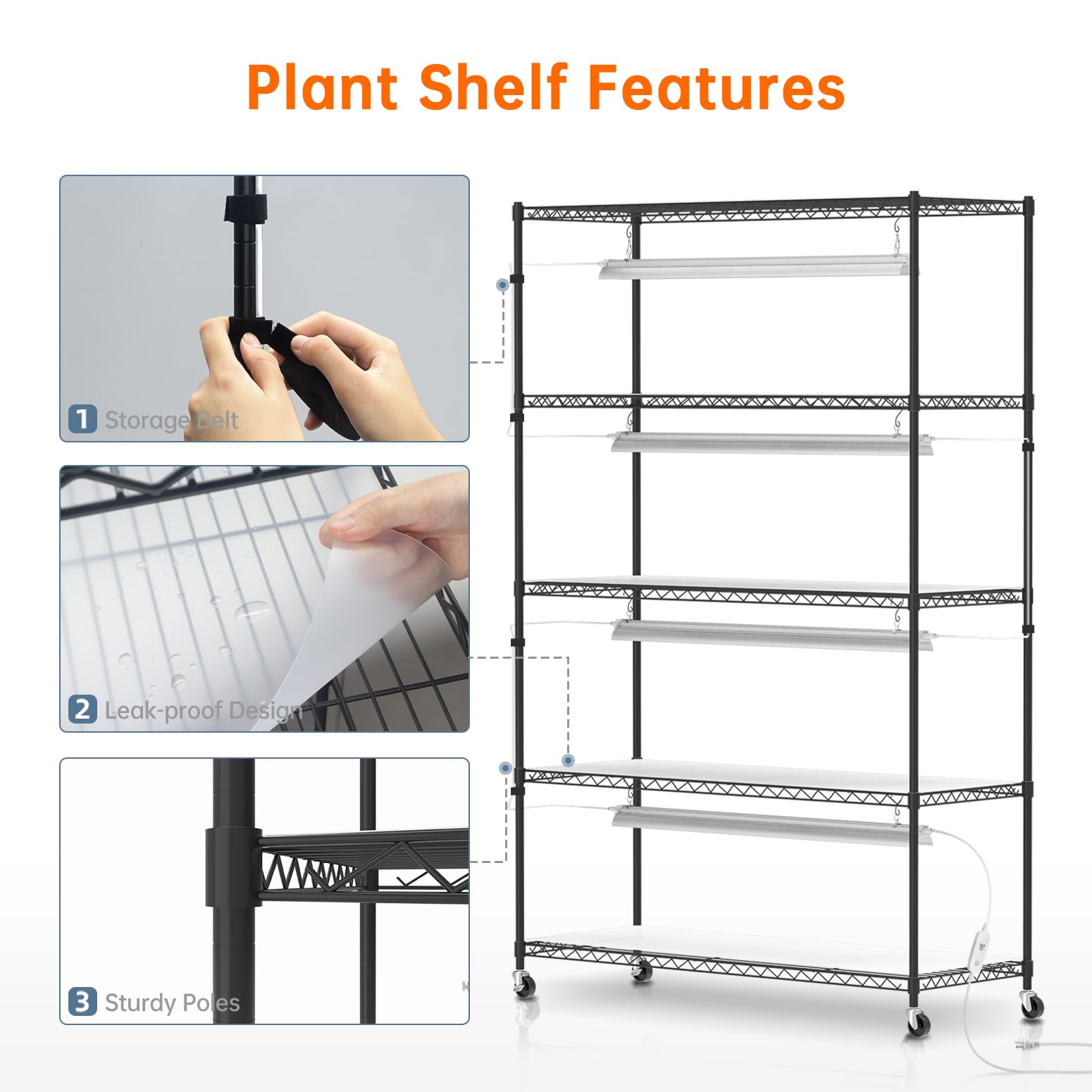 5-Tier Plant Stand with Grow Lights