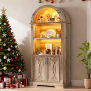 Arched Kitchen Pantry Cabinet with LED Light
