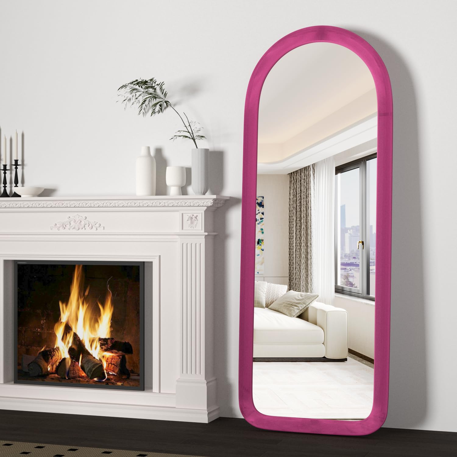 Arched Full Length Floor Mirror with Stand