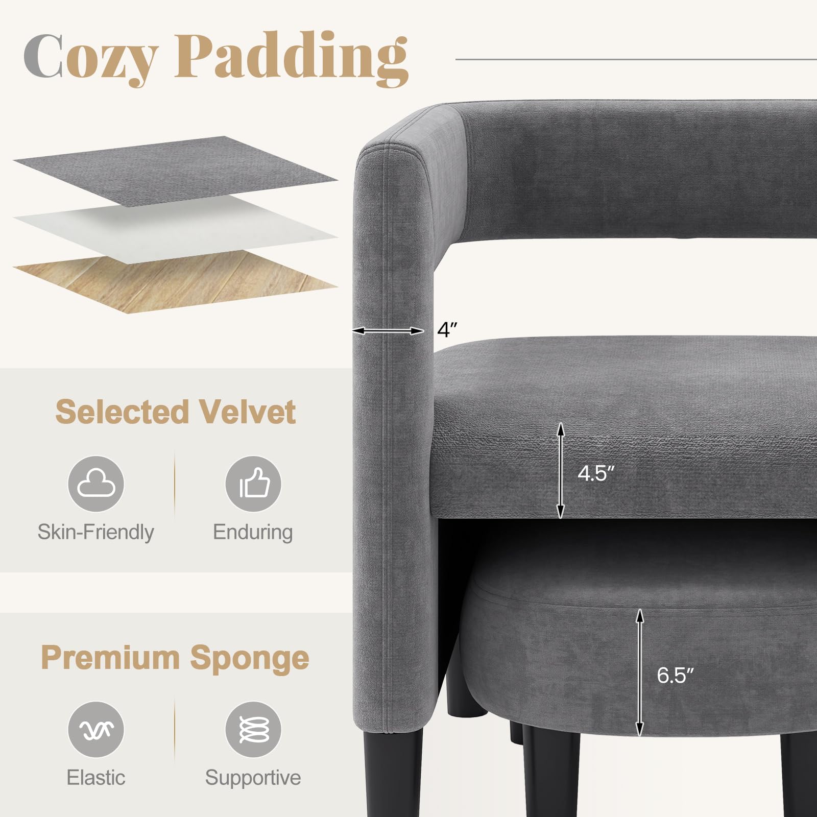 Velvet Accent Chair with Ottoman
