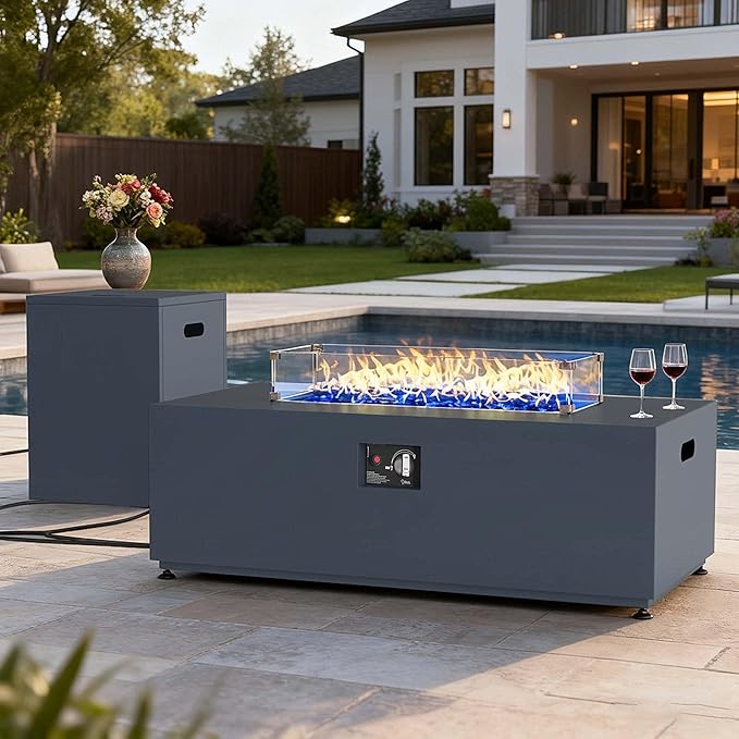 42 Inch Outdoor Fire Pit Table with Hidden Fuel Tank