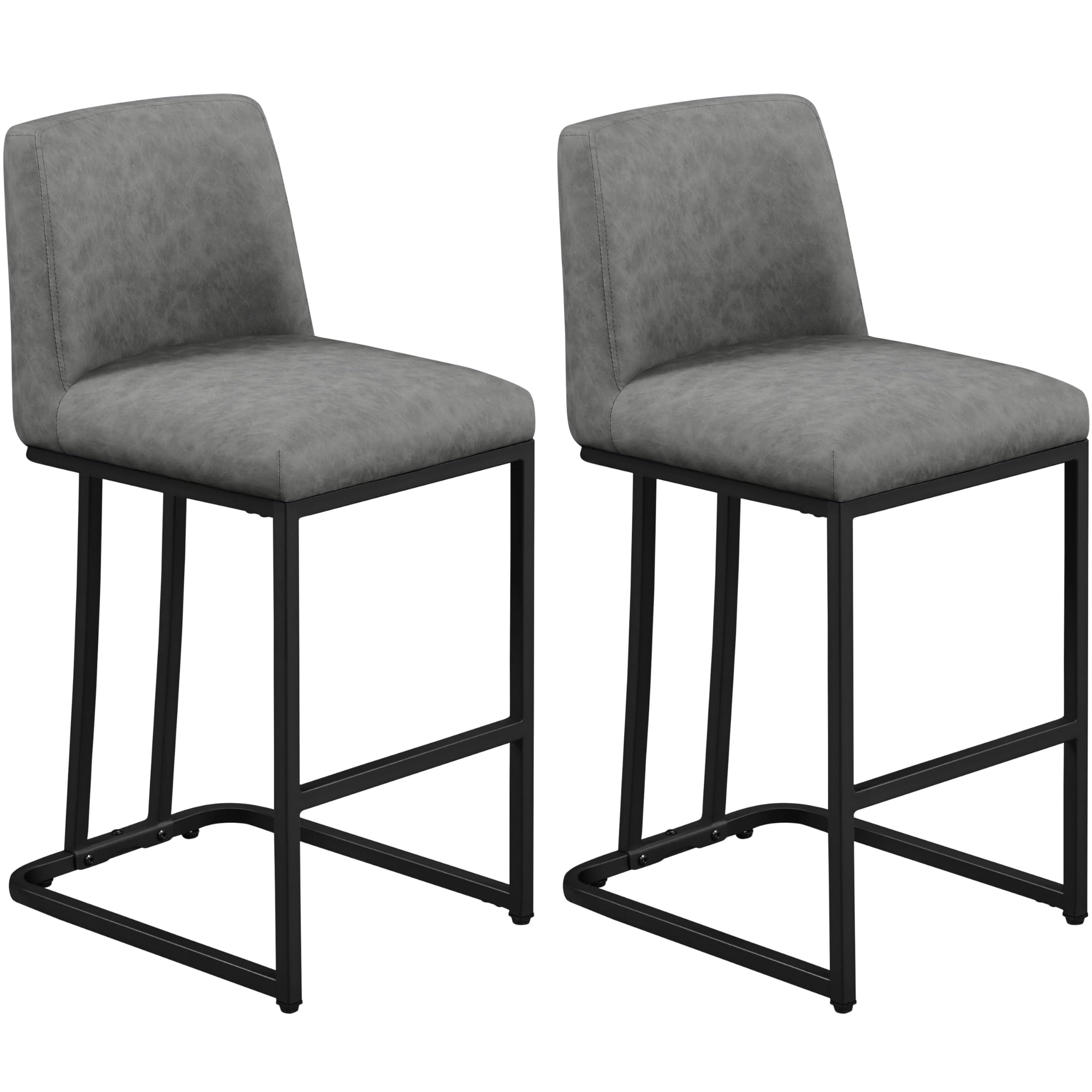 Counter Height Bar Stools Set of 2 with Curved Backrest