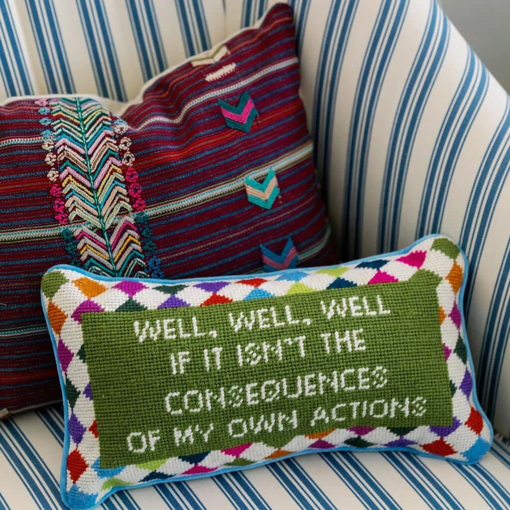 Needlepoint Decorative Throw Pillow - Well Well Well