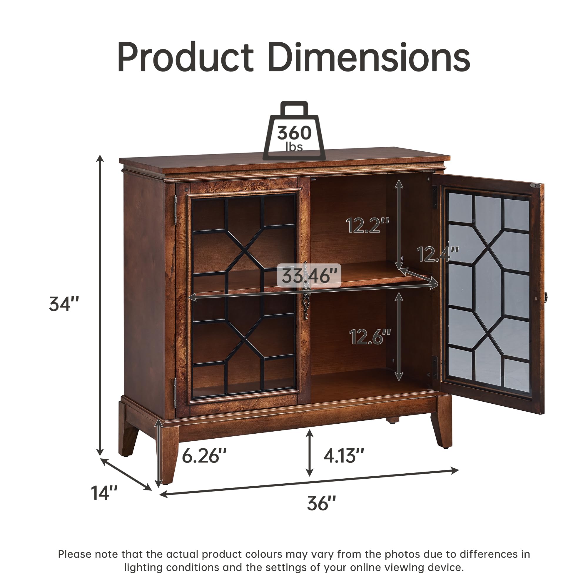 36" Vintage Storage Cabinet with Solid Wood Legs
