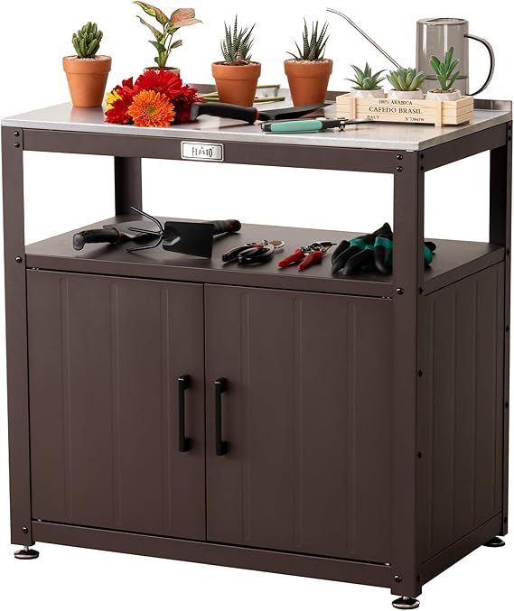 Garden Potting Bench with Storage Cabinet