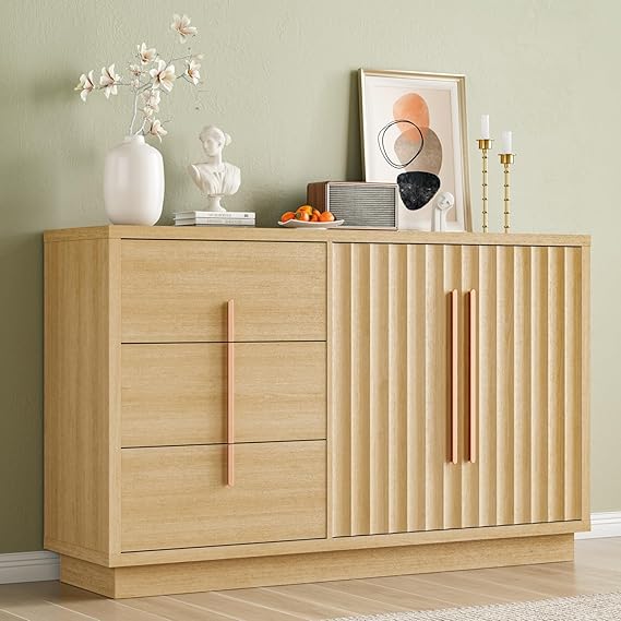 63" Fluted Sideboard Buffet Cabinet with Storage