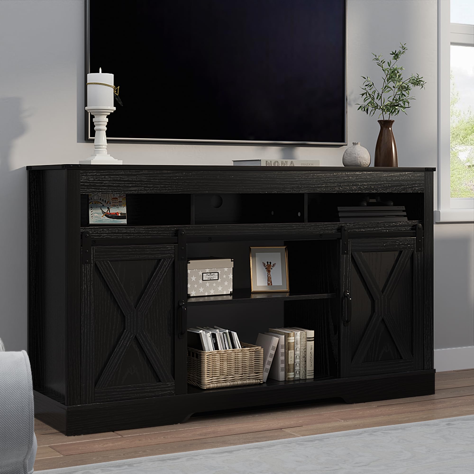Farmhouse TV Stand with 23" Fireplace for 65+ Inch TV