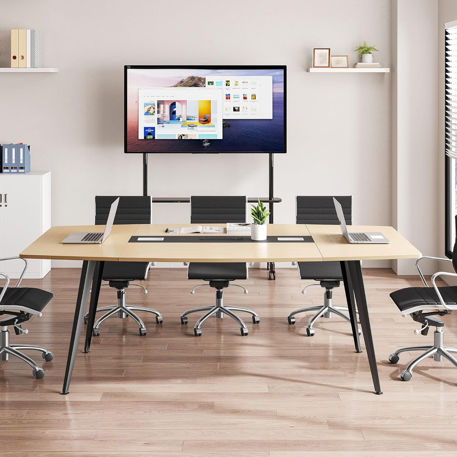 Conference Table with Power Outlets and Cable Management