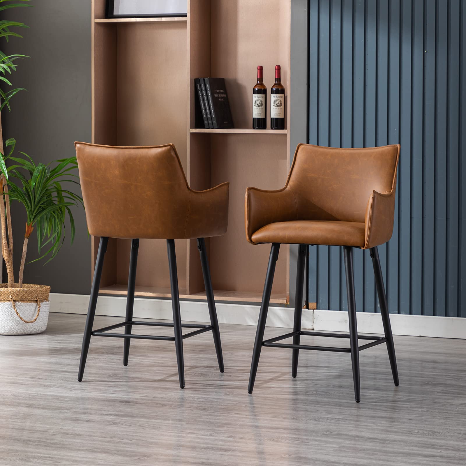 Counter Height Bar Stool Set of 2 with Comfy Back