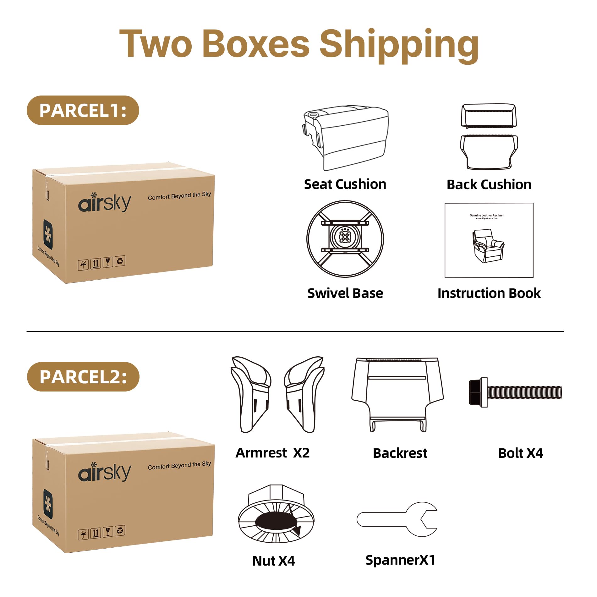 Swivel Rocker Recliner Oversized Top-Grain Leather Chair