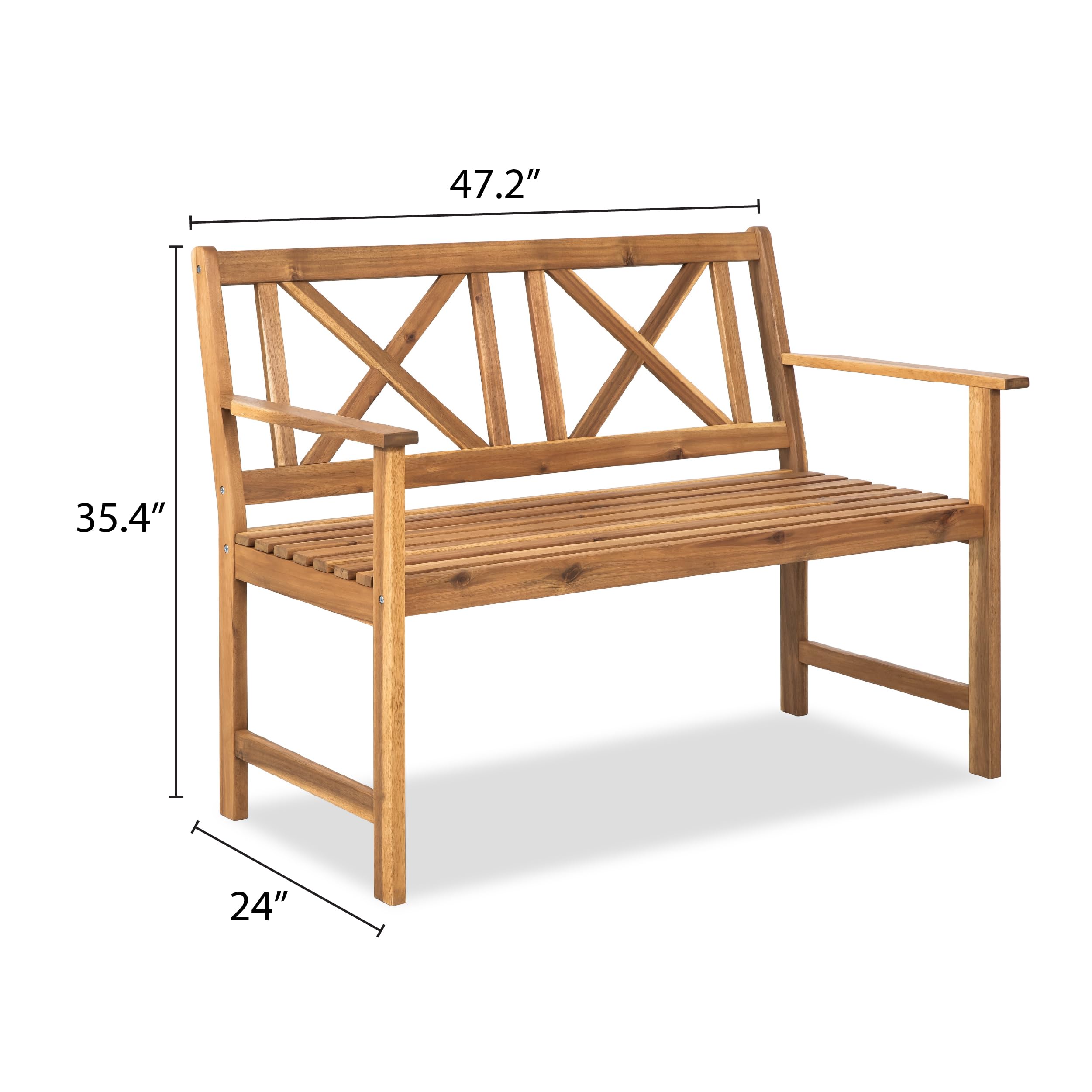 Outdoor Garden Bench with Cross Back Design