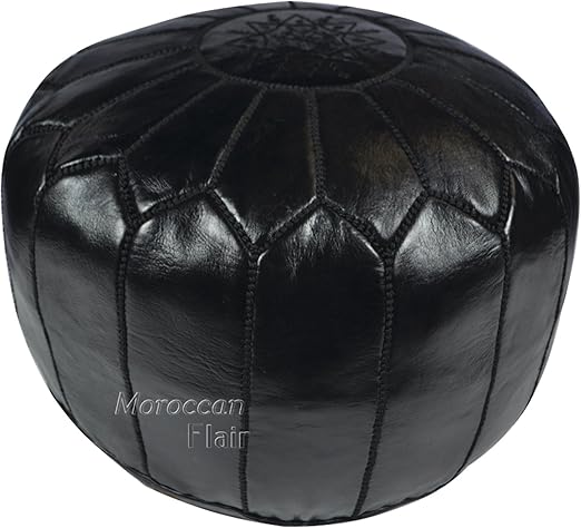 Handmade Leather Moroccan Pouf Ottoman