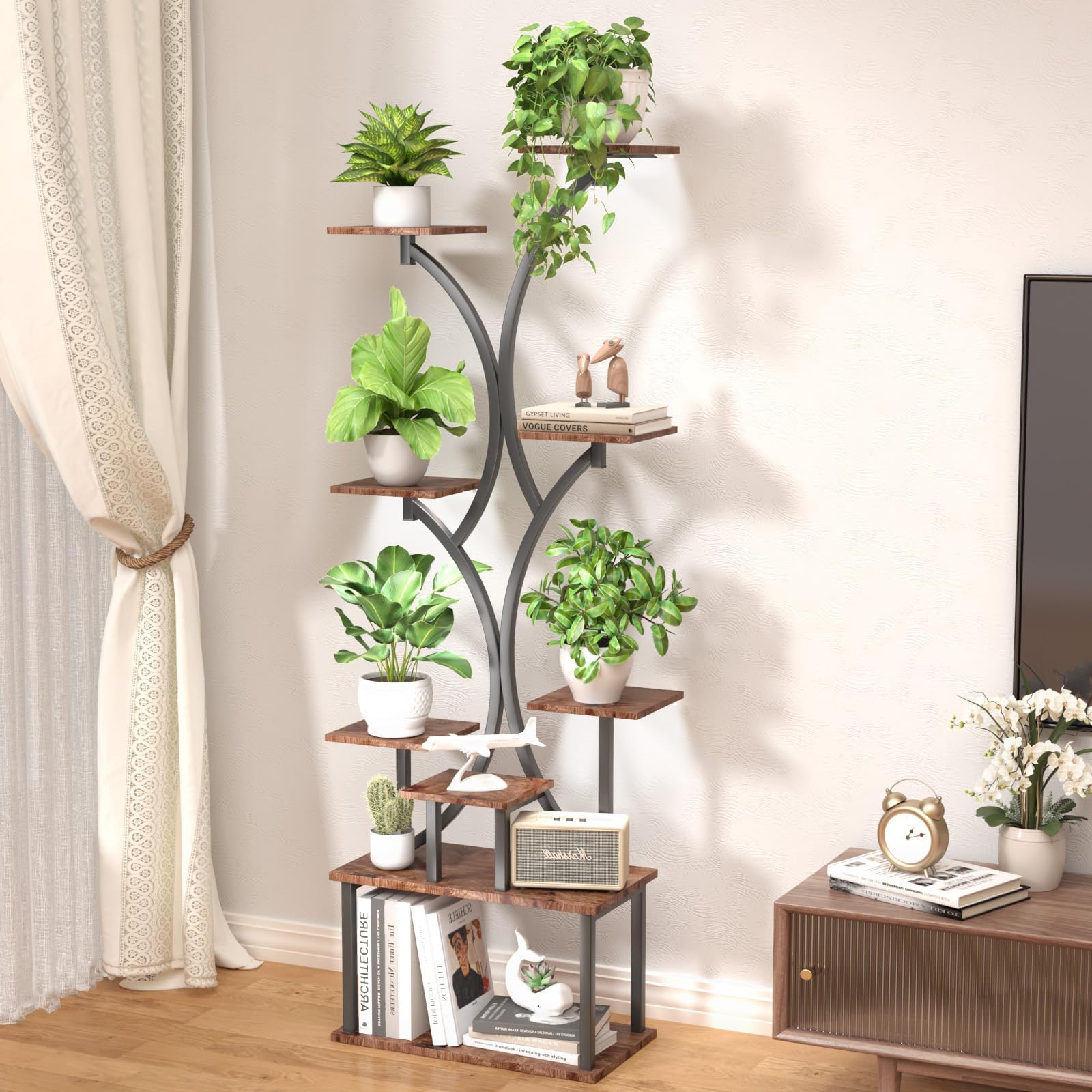 65 Inch Plant Stand with Grow Lights - 9 Tier Metal Indoor Plant Shelf