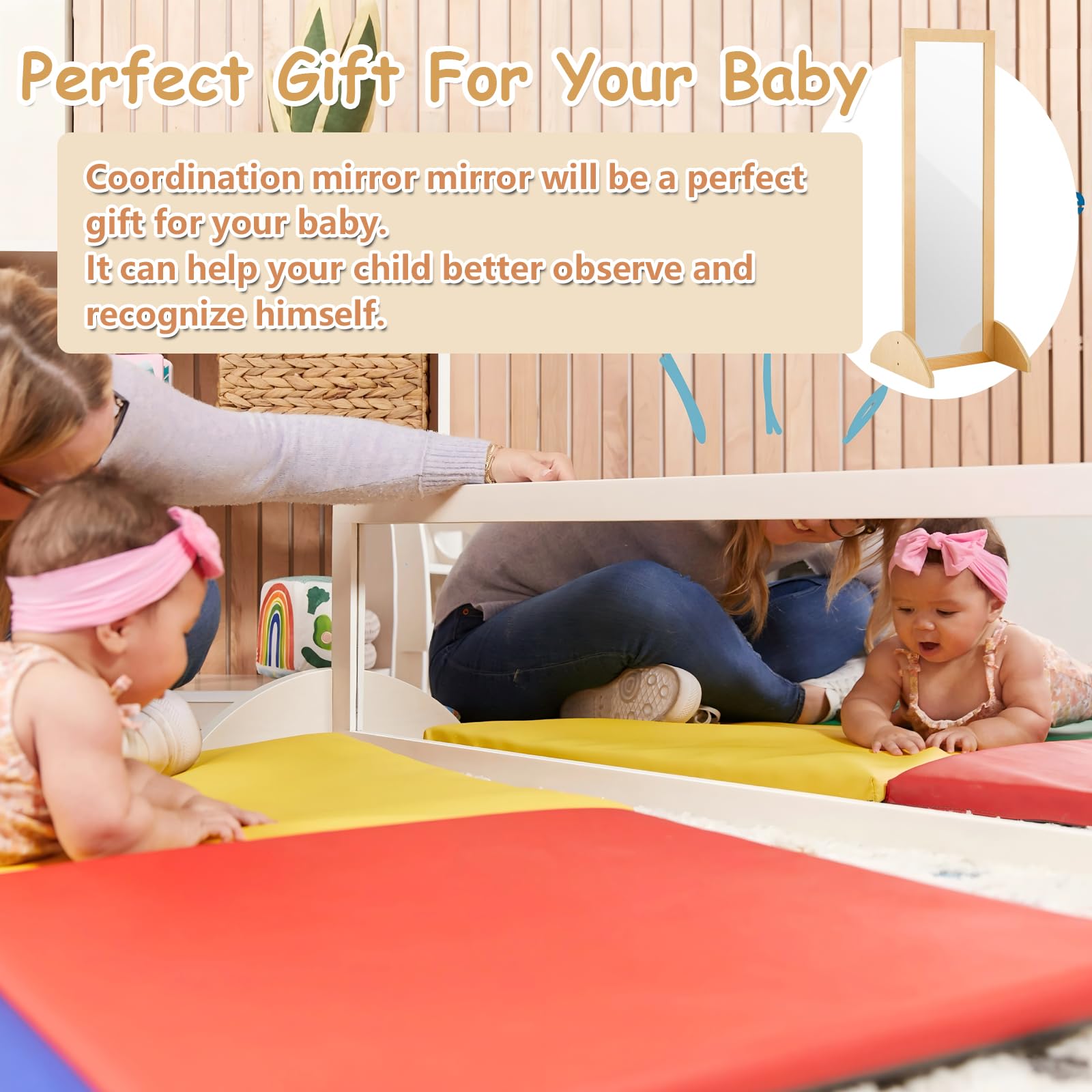 Montessori Coordination Mirror with Pull-Up Bar