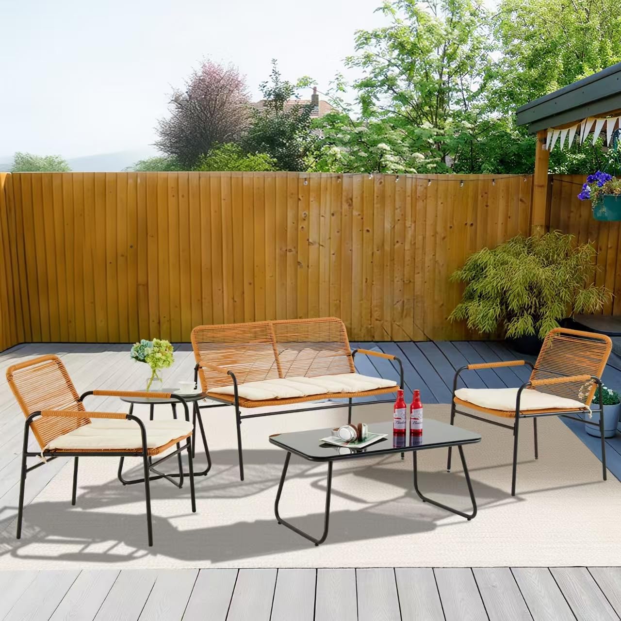 4-Piece Patio Conversation Set with Cushions