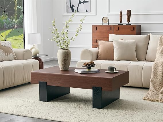 Round Wood Coffee Table with Storage