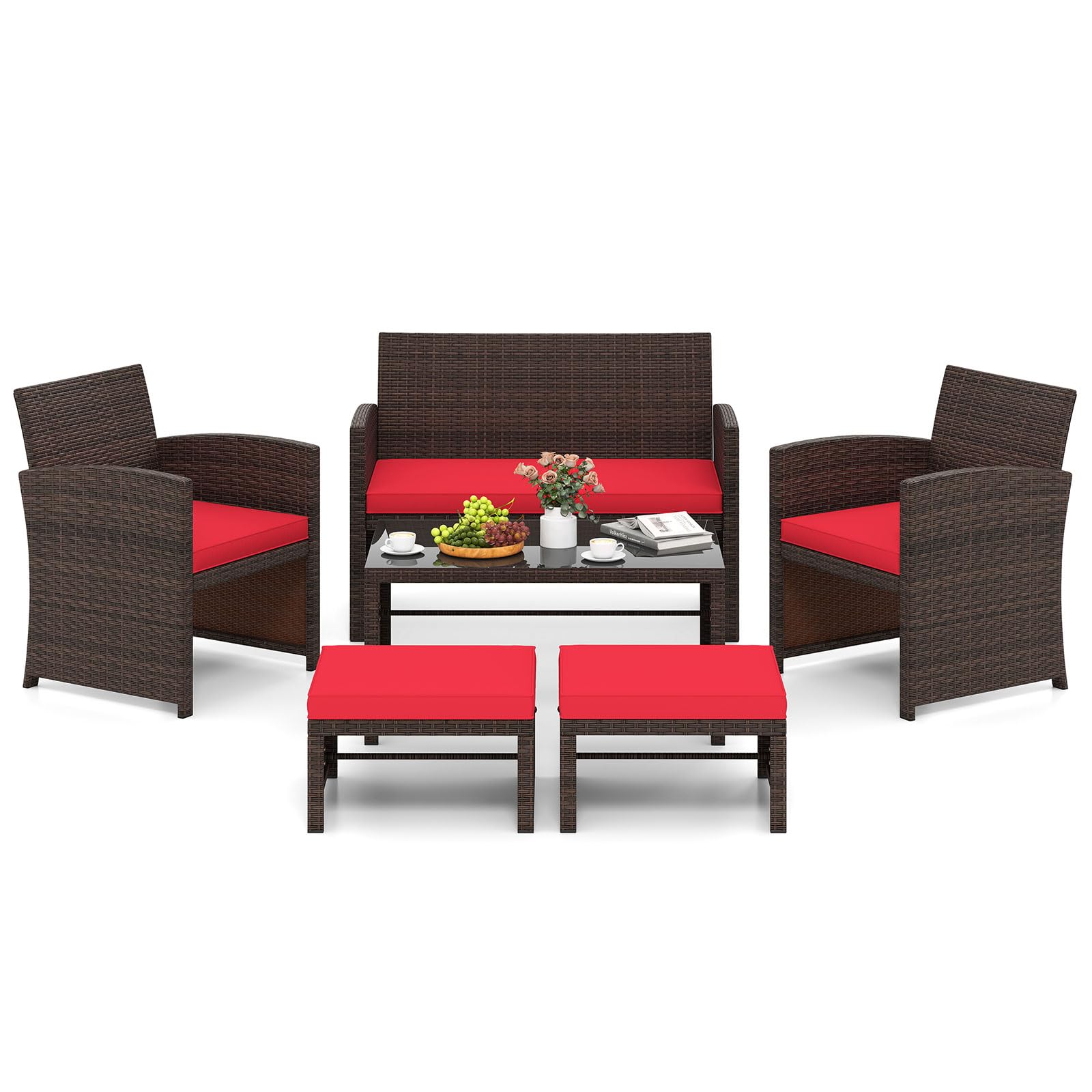 6-Piece Outdoor Sectional Sofa Set with Coffee Table