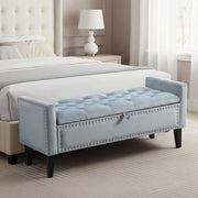 Velvet Storage Ottoman Bench with Arms