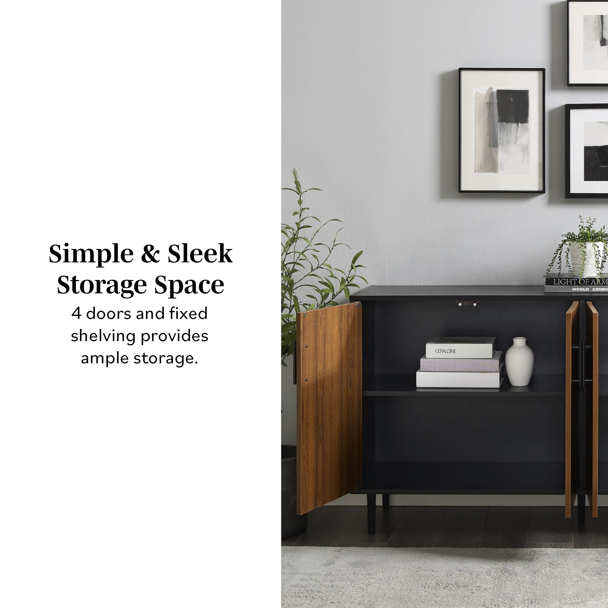 58-Inch Bookmatch Buffet Sideboard with Storage