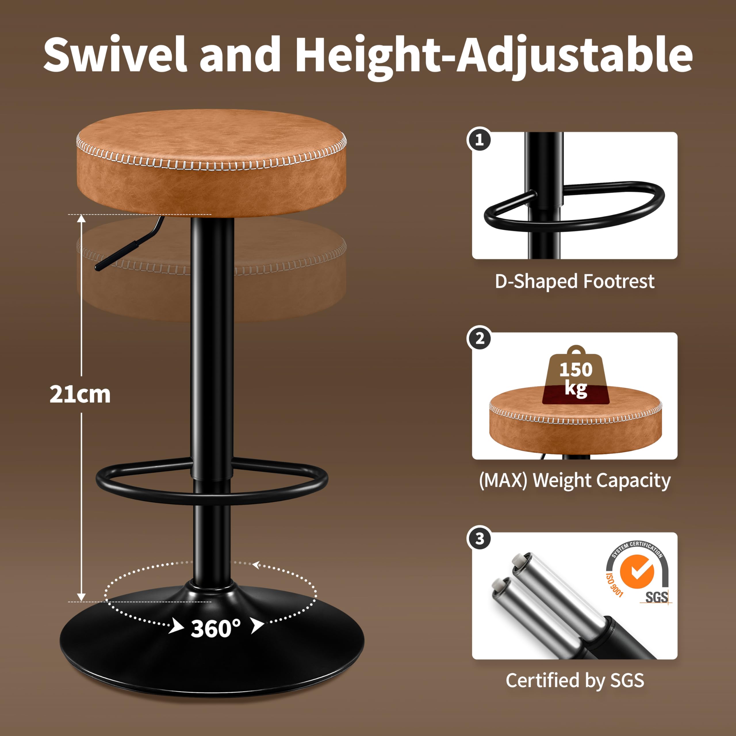 Adjustable Bar Stools Set of 2