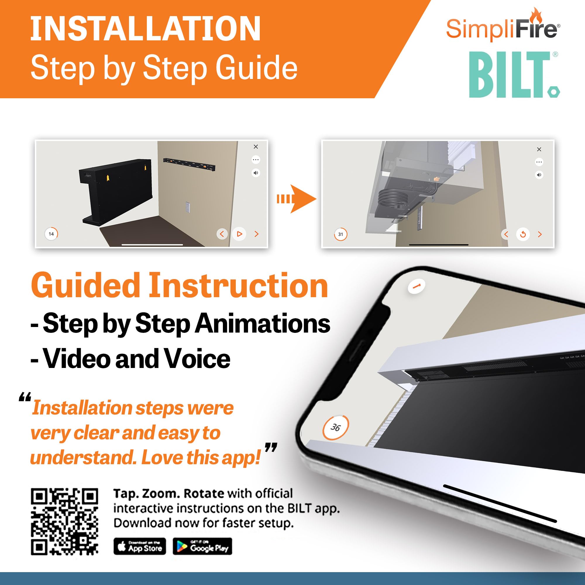 36-Inch Wall Mount Electric Fireplace with 50-Inch Floating Mantel