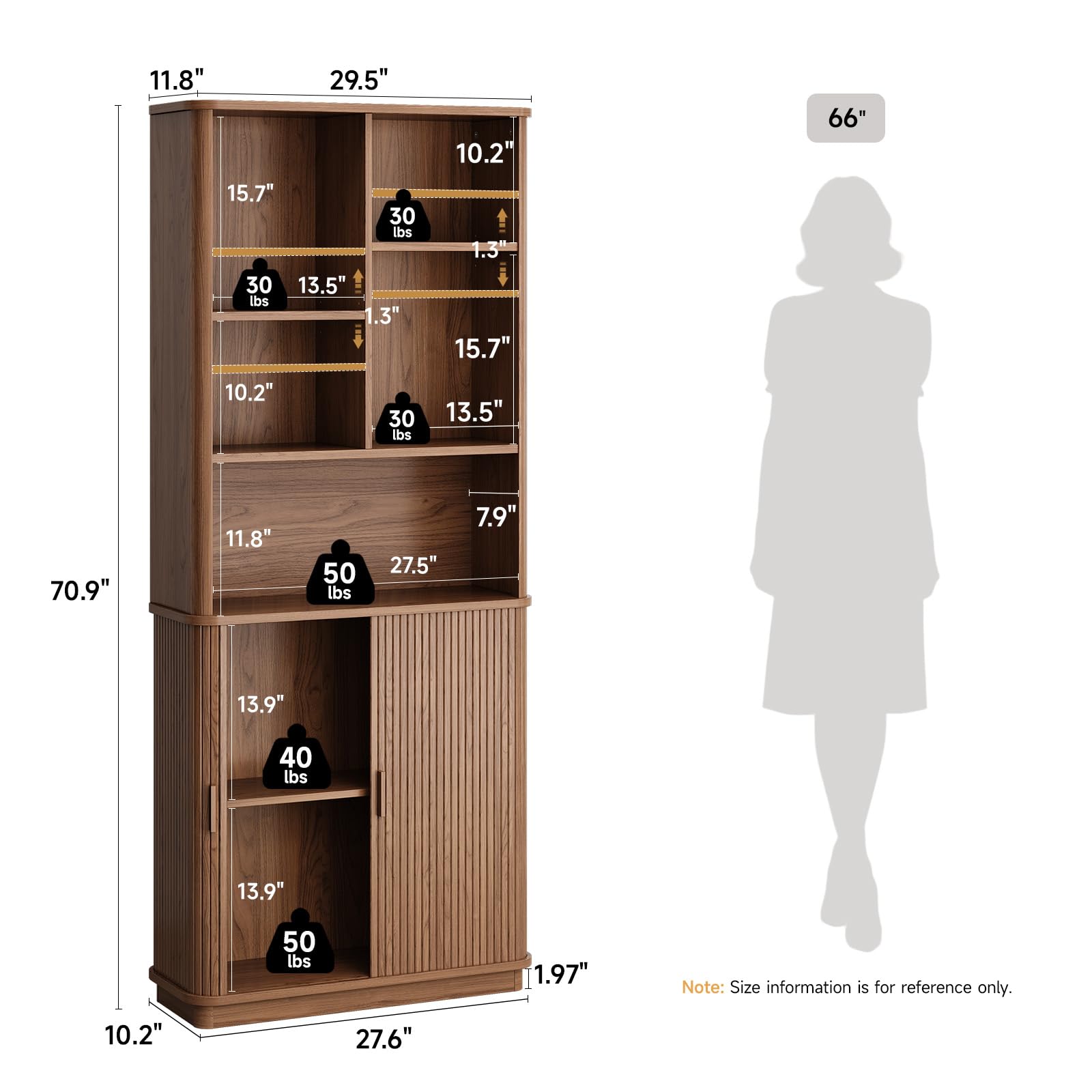 71" Curved Bookshelf with Storage Cabinet