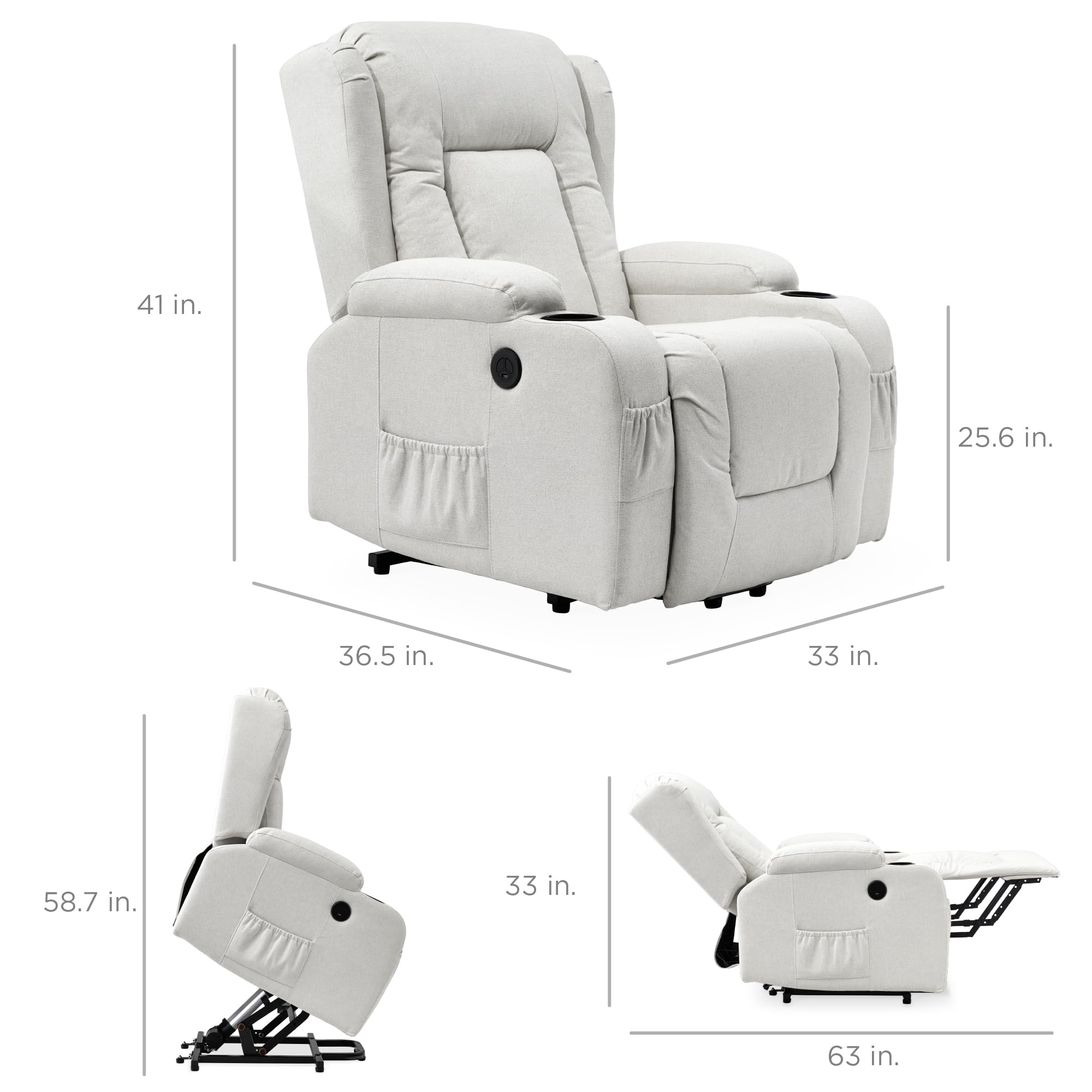 Power Lift Recliner Chair with Massage and Heat